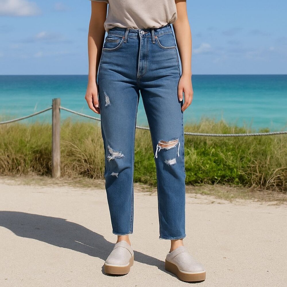 Agolde Jamie Feel Good Relaxed‎ High Rise Crop Jeans Capsule Comfort Coastal 25